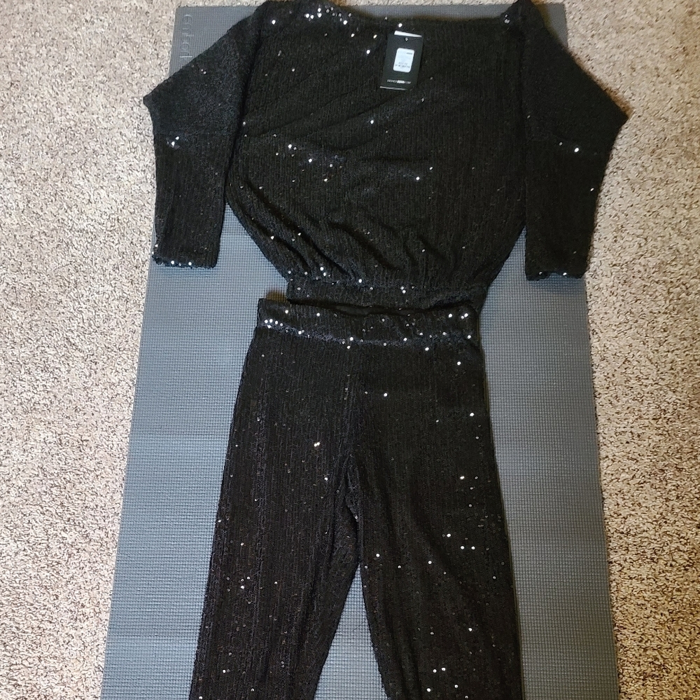 Black Sequins Legging Set